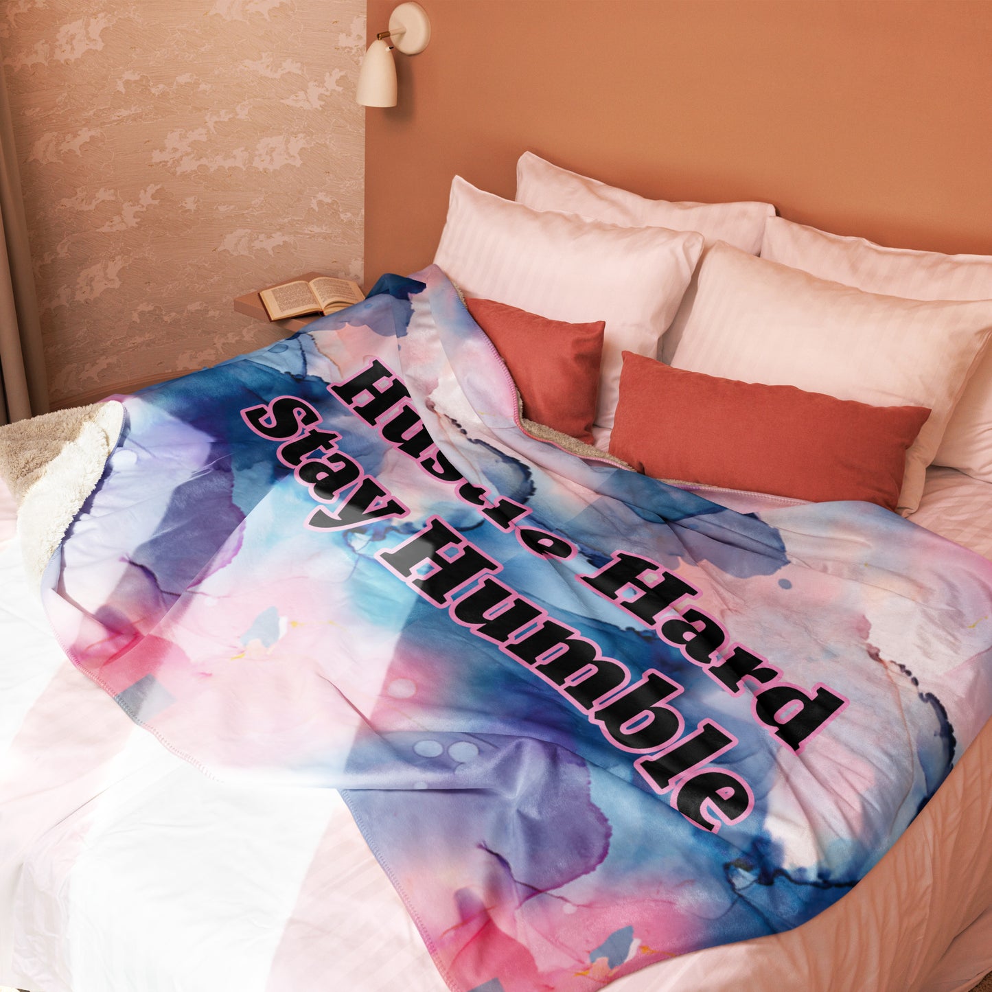 Hustle Hard Stay Humble Sherpa Blanket